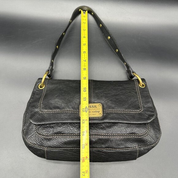 Fossil Shoulder Bag Purse Elaine Flap Black Leather Purse Y2K Vintage Retro - Picture 16 of 16